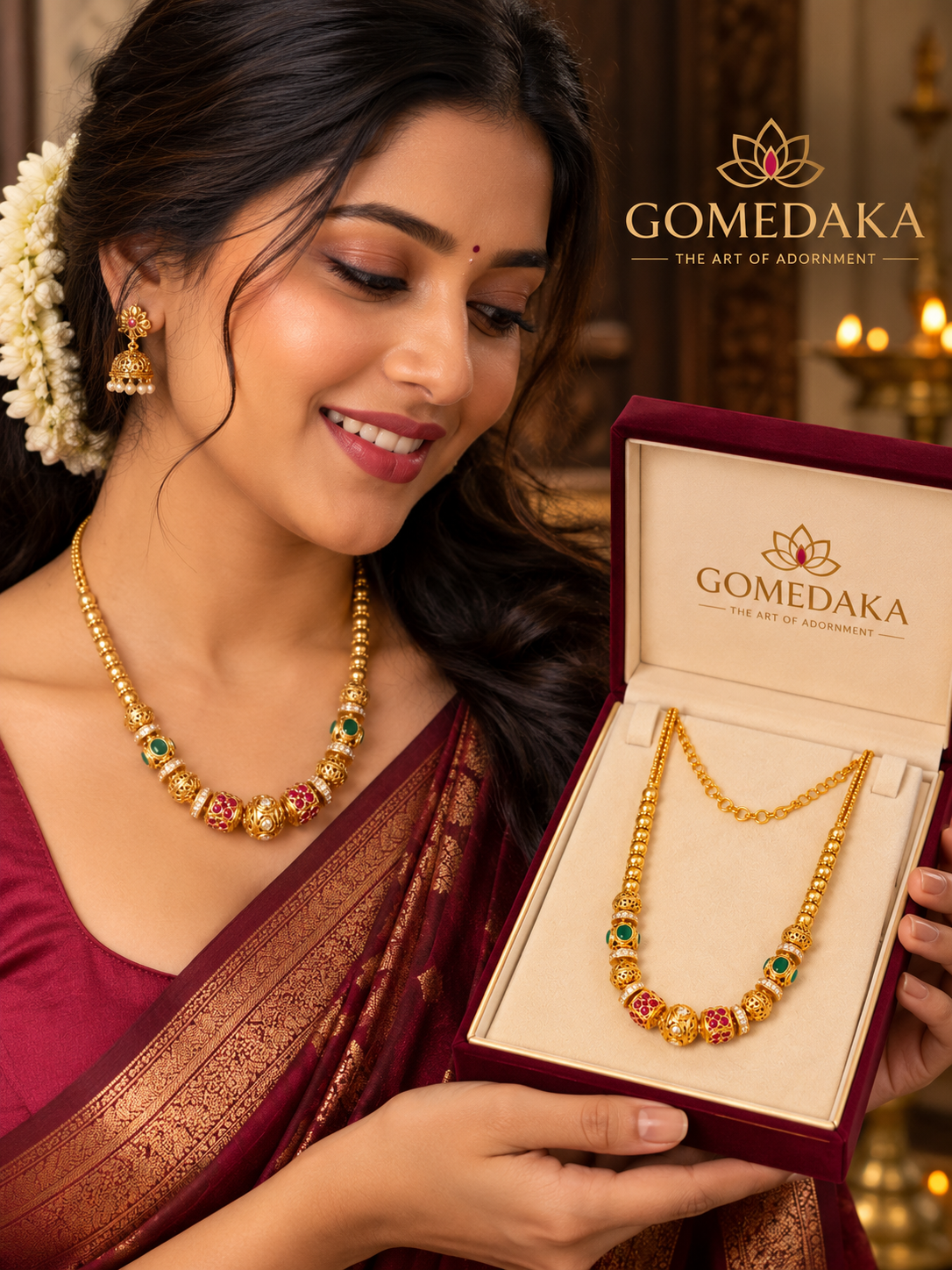 GOMEDAKA Royal Heritage Gold-Plated Jadau Kundan Necklace