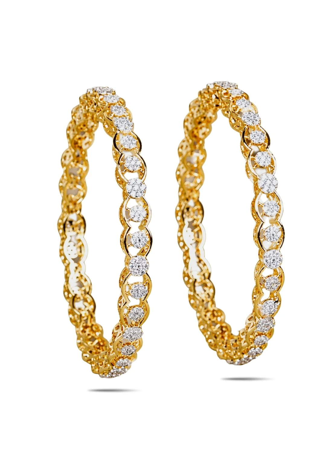 GOMEDAKA Celestial Sparkle Gold-Plated Zircon Bangles (Set of 2)
