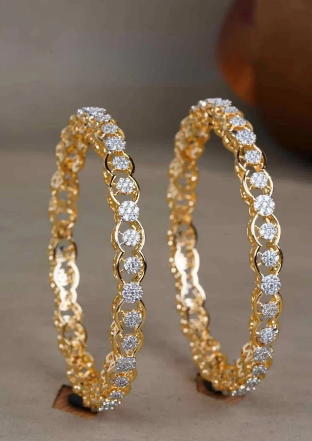 GOMEDAKA Celestial Sparkle Gold-Plated Zircon Bangles (Set of 2)